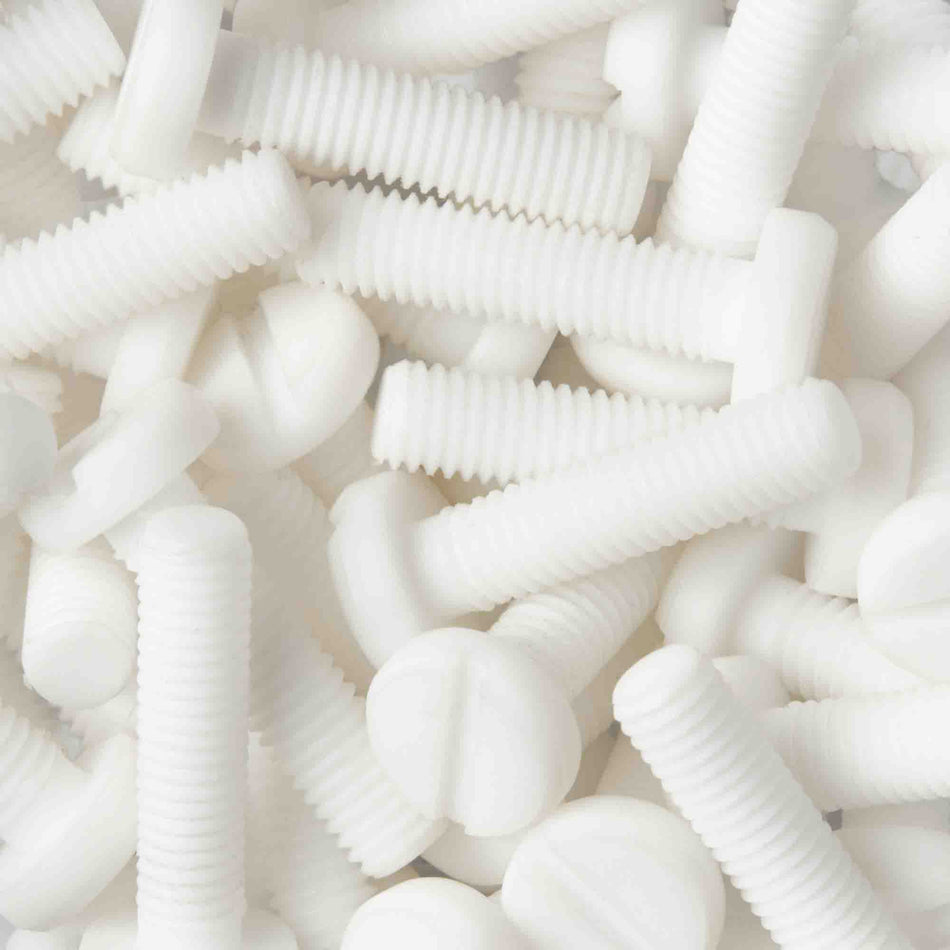 Vis à tête cylindrique en téflon PTFE - Phillips à empreinte cruciforme - DIN 7985